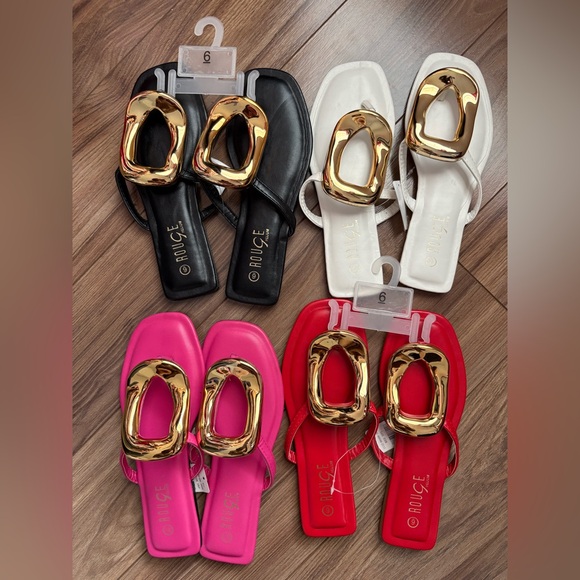 Rouge Helium Shoes - Rouge Helium Gold-Trim Black, White, Pink & Red Sandals